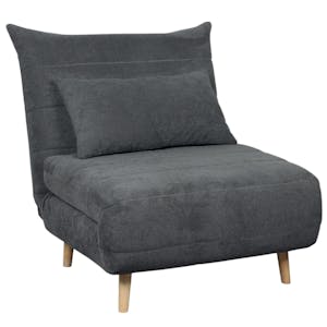 Fauteuil convertible 1 place gris - coussin inclus PALAU